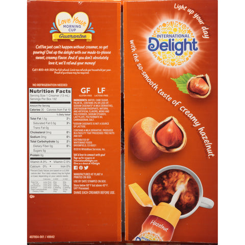 International Delight CREAMER LIQUID NON DAIRY HAZELNUT ASEPTIC SINGLE SERVE CUP