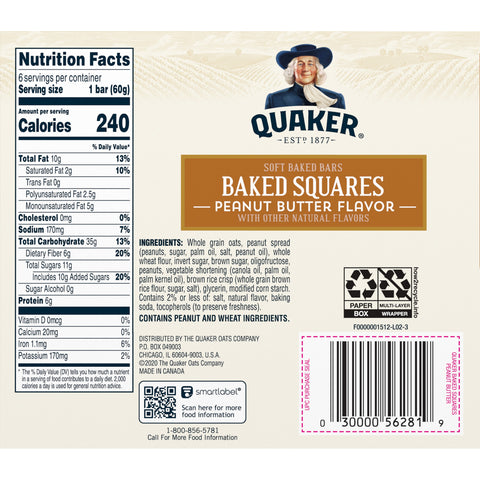 Quaker® QUAKER BRKFST SQR PEANUT BUTTER