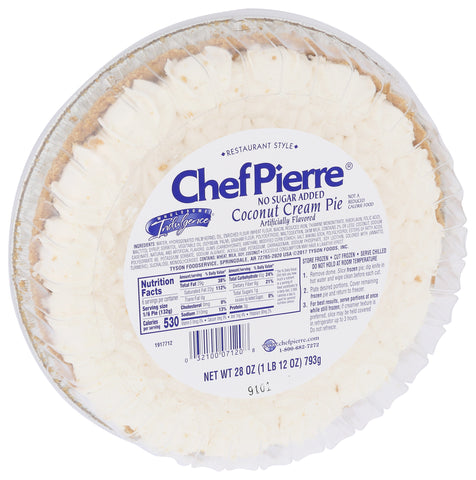 Sara Lee Chef Pierre Coconut Cream Pie, 28 Ounce -- 6 per case.