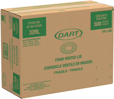 Dart Expanded Polystyrene White Vented Foam Lid Only - 50 per pack -- 10 packs per case